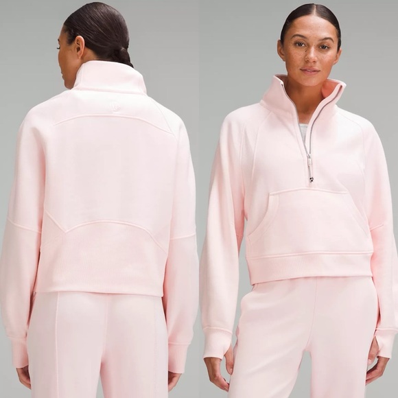lululemon athletica Tops - Lululemon Scuba Oversized Funnel-Neck Half Zip in Strawberry Milkshake XS/S